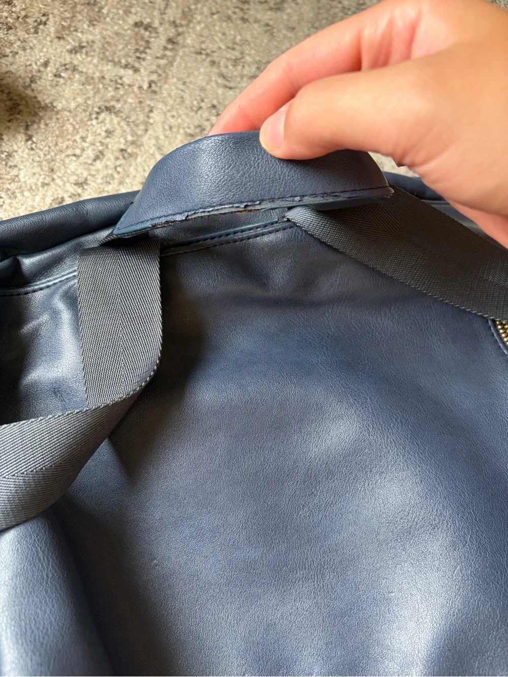 Fawn Design Navy Leather Daypack with Gold Accents